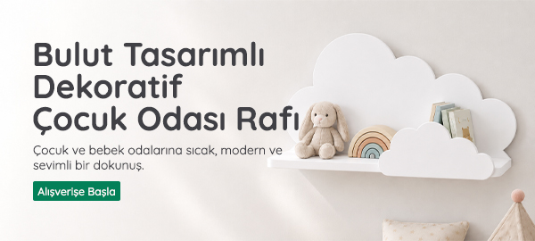 Bulut Tasarımlı  <br> Dekoratif  <br>  Çocuk Odası Rafı
